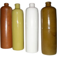 Four Colorful Antique Dutch Gin Bottles, 1880s