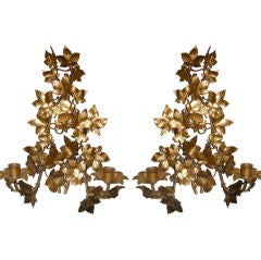 Beautiful Pair of Gilded Wall Sconces.