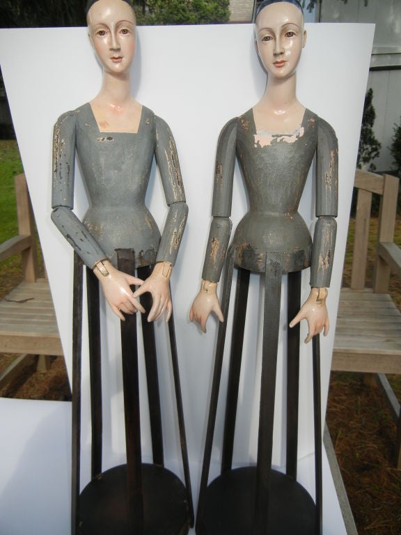 Dutch Two Tall Articulated Wooden  Doll Mannequins