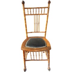 Used 19th Century English Bamboo and Leather Chair