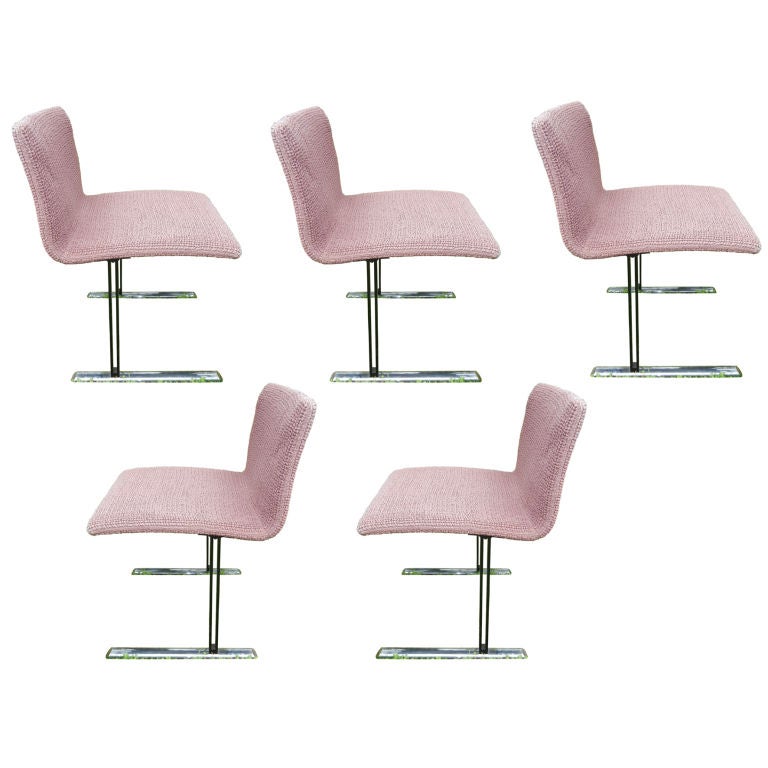 Set of Five Saporiti Chrome 1980s Chairs For Sale