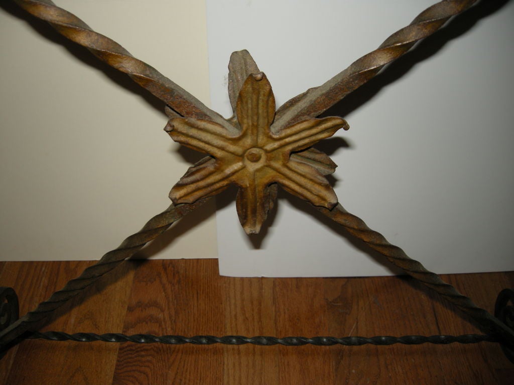 French Iron & Marble Top Console Table