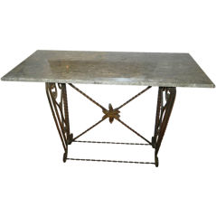 French Iron 
Marble Top Console Table