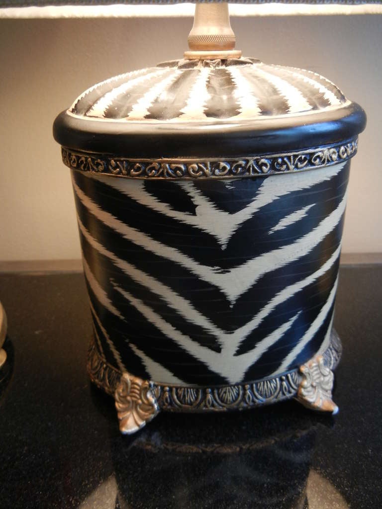 Handcrafted MidCentury Zebra Patterned Lamp at 1stdibs