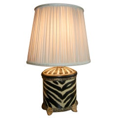 Retro Handcrafted Mid-Century Zebra Patterned Lamp