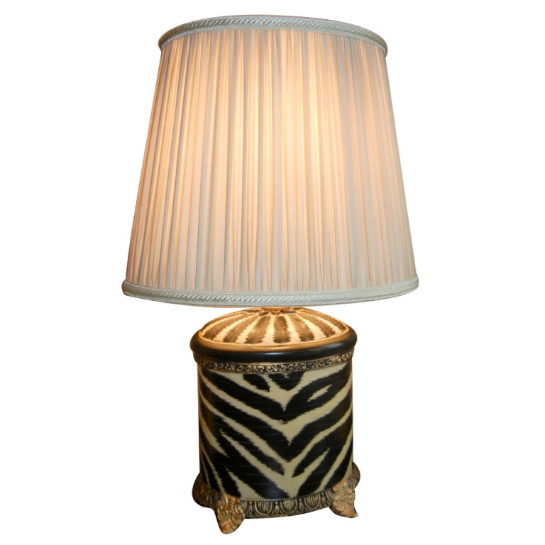 Handcrafted MidCentury Zebra Patterned Lamp at 1stdibs