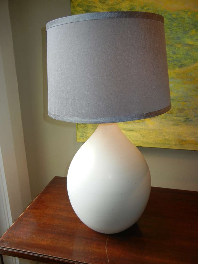 A Danish Studio Crafted White Pottery Lamp