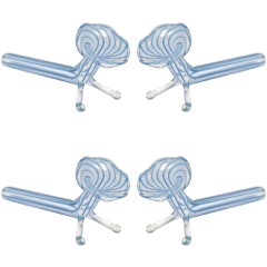 Eight Hand Blown Art Nouveau Venetian Flower Vases