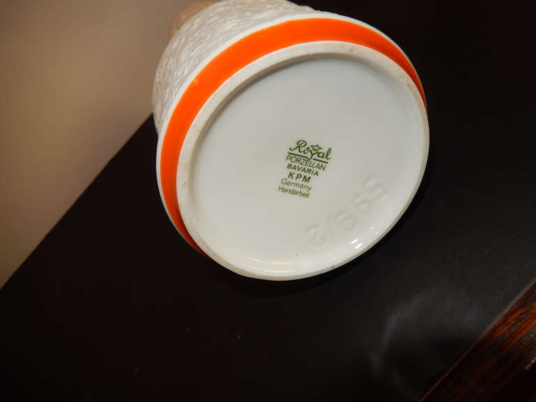 Modern Studio Crafted Orange and White Porcelain Vase