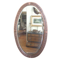 English, Arts & Crafts Movement  Decorated Copper Mirror