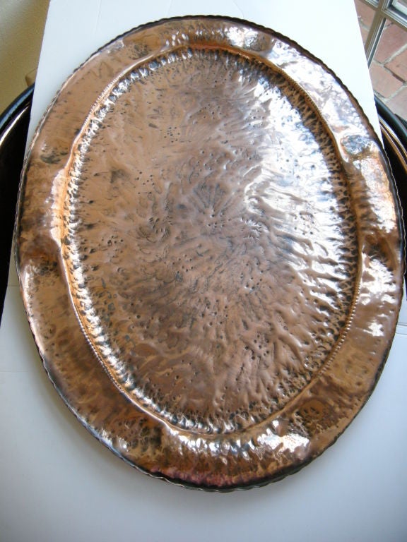 19th Century English Arts & Crafts Large Hammered Copper Tray