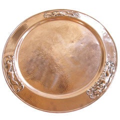 Used A Rare Late 19th Century Solid Copper  Hand Hammered Tray