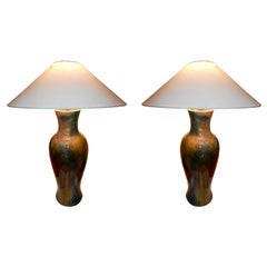 Pair of Terrific Hand Painted Italian Studio Crafted Lamps