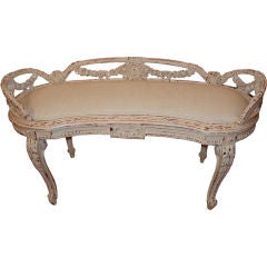 Antique Late 19th century French Hand Carved  Canape/Bench