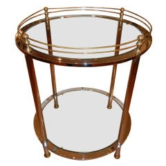 A Chrome 
Brass Circular Bar Cart, Mid-Century, from Italy