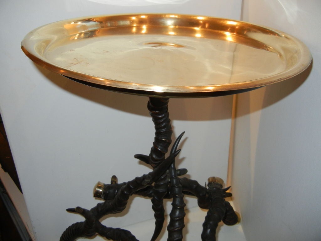 Brass A  Rare 1920s Black Buck Antelope  Horn, Side Table
