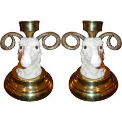 Pair of Big Horn Sheep Candle Holders