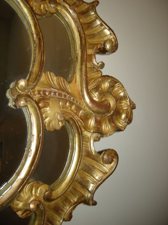 French Hand-Carved Early 19th Century Rococo Wall Mirror In Excellent Condition In Bellport, NY