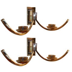 Exceptional Pair of Stainless Steel Candle Holders/Wall Sconces