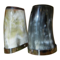 Pair of Sculptural Steer Horn & Chrome Salt & Pepper  Shakers