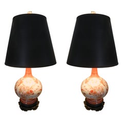 Pair of 19th c Kutani Porcelain Table Lamps