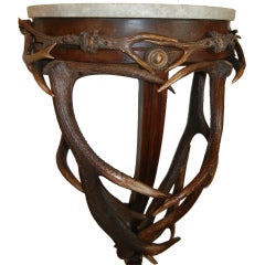 A Spectacular Buck Antler, Wood & Stone Table/Wall Mount