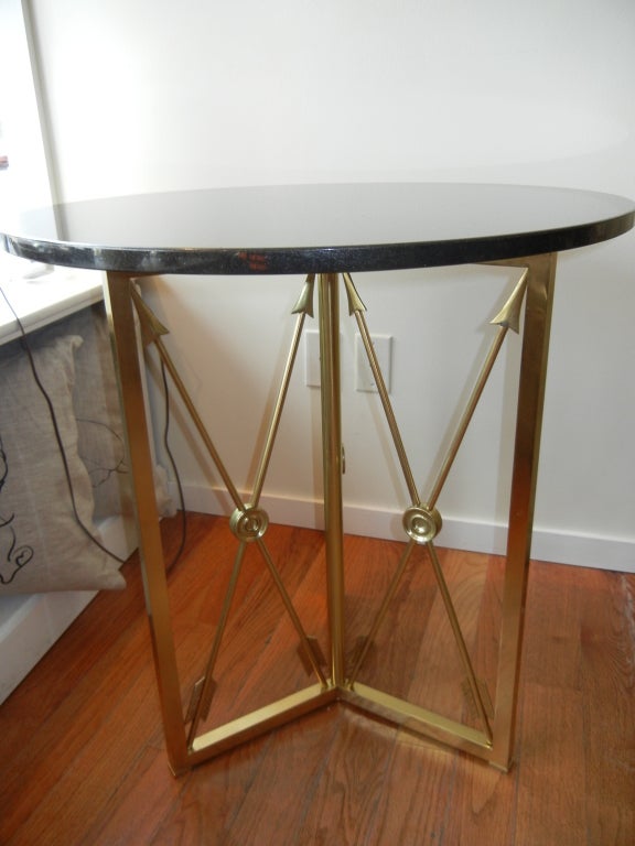 Stunning Directoire, Brass and Black Marble Side/End Table In Excellent Condition In Bellport, NY