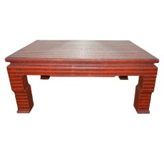 Studio Crafted  Patterned Raffia Covered Coffee Table