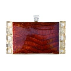 An Extremely Rare Lucite & Crocodile  Clutch/Jewelry Case