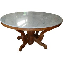 A Magnificent  Country French Walnut & Marble Top Table