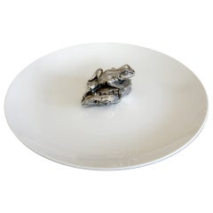 A Large Serving Ceramic & Pewter Platter