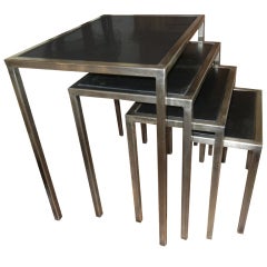 Group of Four   Industrial Steel & Marble Nesting Tables.