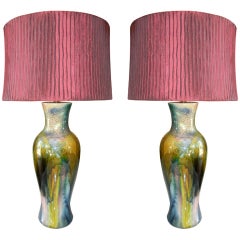 Pair of Exquisite  Artisan Ceramic Lamps