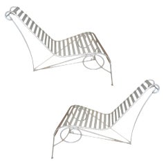 Pair of Iron Spine Chairs in the Style of Andre Dubreuil