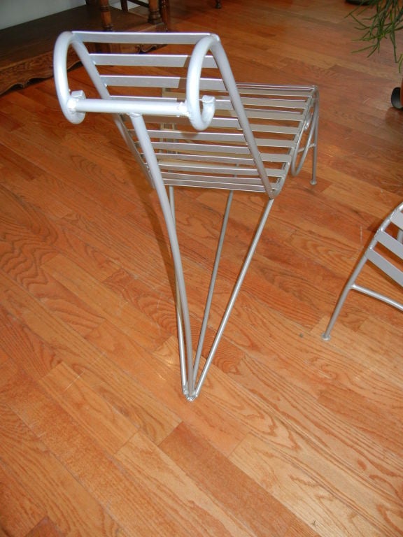 American Pair of Iron Spine Chairs in the Style of Andre Dubreuil