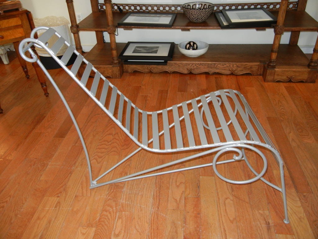 Pair of Iron Spine Chairs in the Style of Andre Dubreuil In Excellent Condition In Bellport, NY