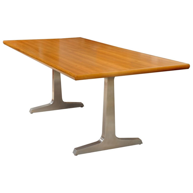 Teak and Steel Desk or Table by American Studio Craft Artist, David N. Ebner