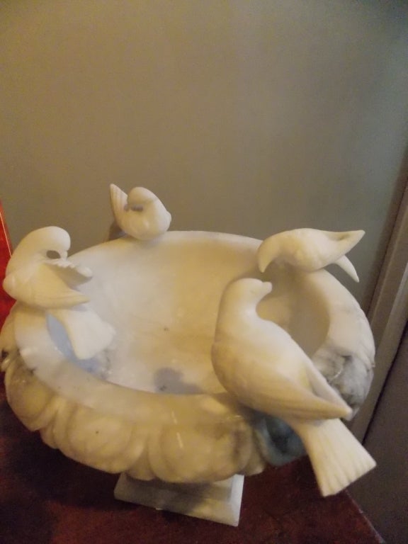 A  Lovely Figural Marble Bird Bath