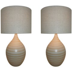 Pair of Studio Crafted Danish Pottery Lamps