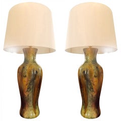 Pair of Modern Handcrafted Danish 1970s Ceramic Lamps 5