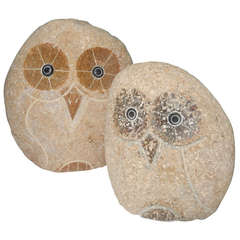 Pair of Mid-Century Stone Garden Owls