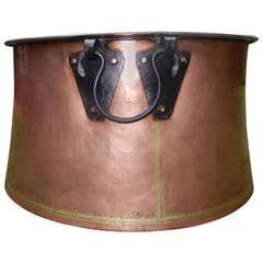 Antique English Massive Hand-Forged Copper, Brass and Iron Cauldron