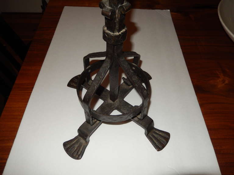 Forged Pair of Americana Arts & Crafts American Standing Ashtrays/Candle Holders.