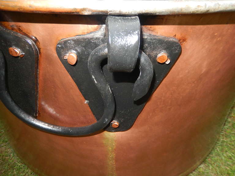 Arts and Crafts English Massive Hand-Forged Copper, Brass and Iron Cauldron