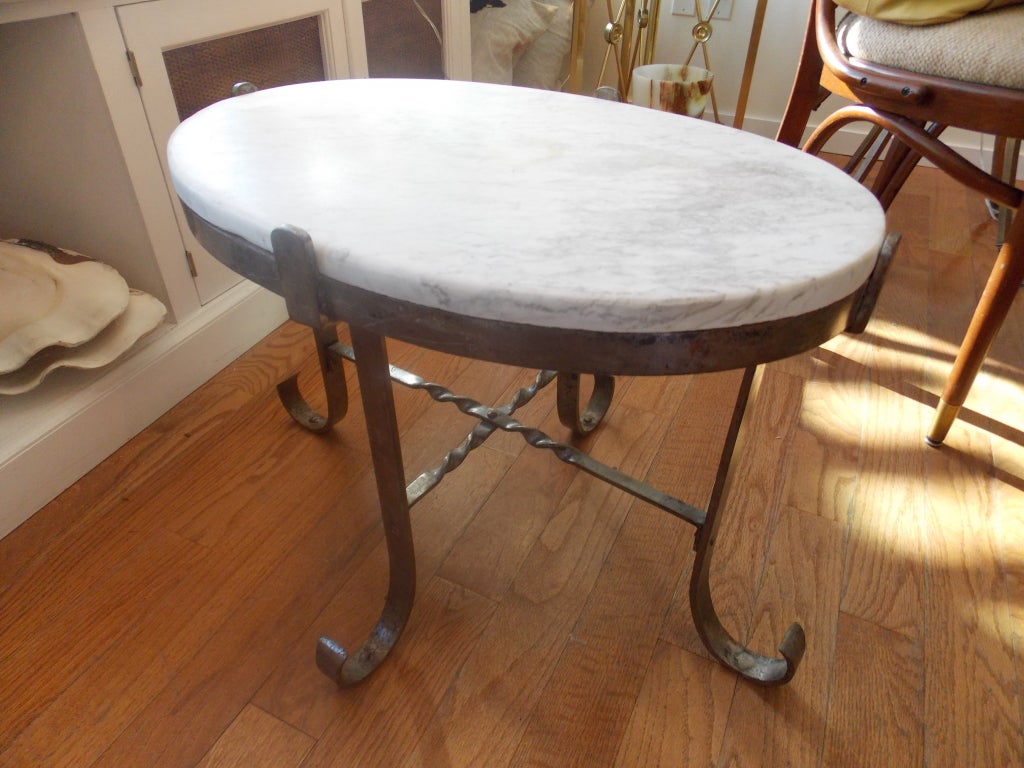 French Iron and Marble Side/End Table at 1stDibs