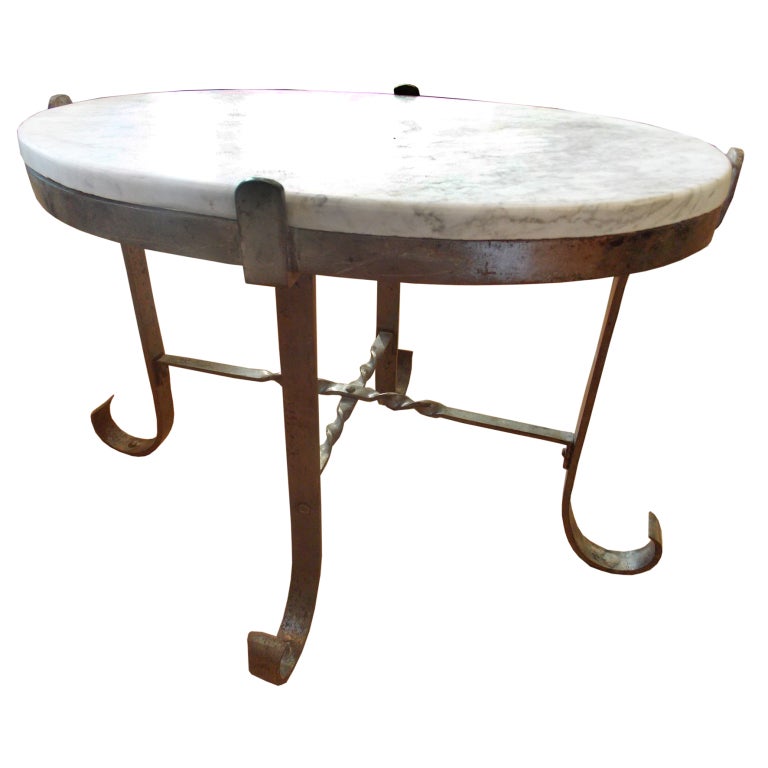 French Iron and Marble Side/End Table at 1stDibs