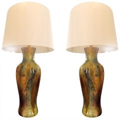 Pair of Hand Crafted Italian Mid-Century Lamps