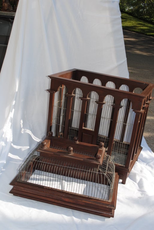 A 19thc English Wood & Wire Birdcage. 1