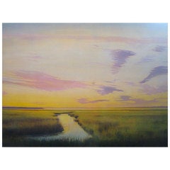 "Acabonac Meadow" Oil on Gilt Panel by Artist Jeff Muhs