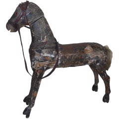 Antique Americana 19thc Carved Wooden Horse